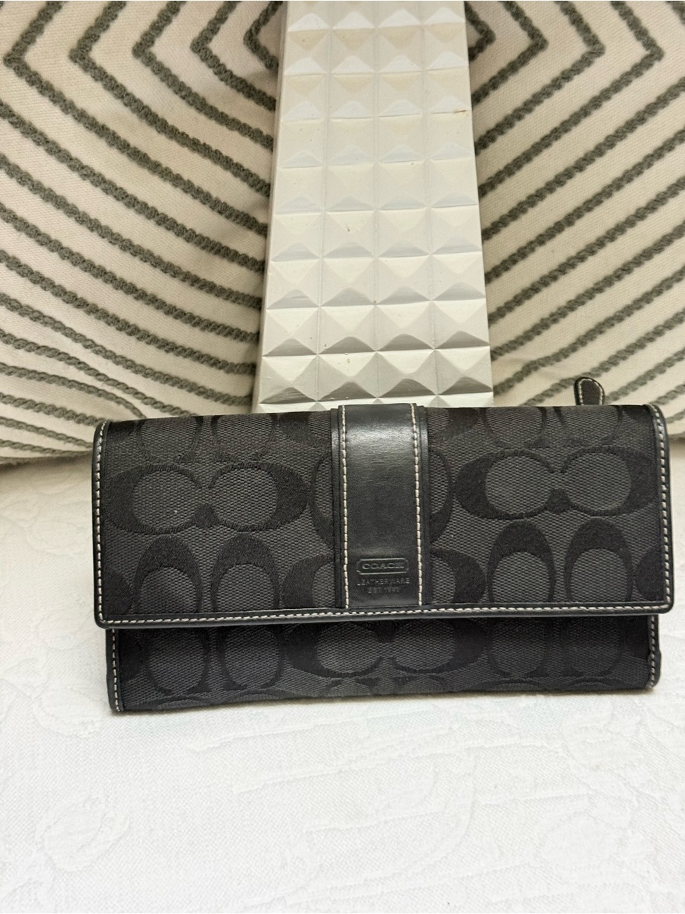 Coach Y2K Black Signature Fold-Over Continental Wallet